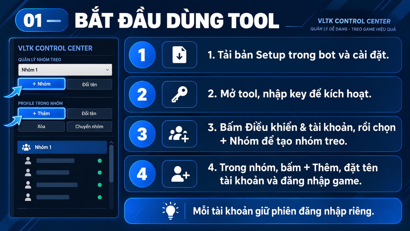 Khởi tạo và kết nối tài khoản ban đầu