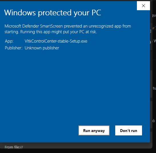 Cảnh báo Windows Defender SmartScreen có thể xuất hiện khi mở bộ cài